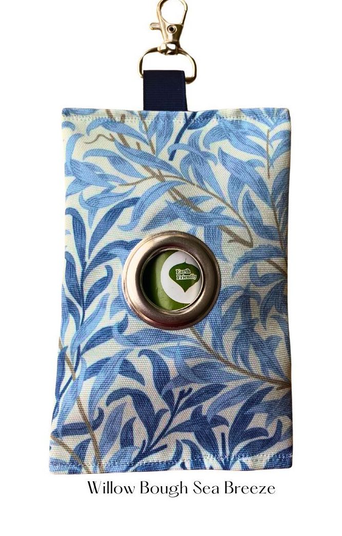 Poo Bag  Pouch - WILLIAM MORRIS - Willow Bough. (sea breeze) - water-repellent canvas