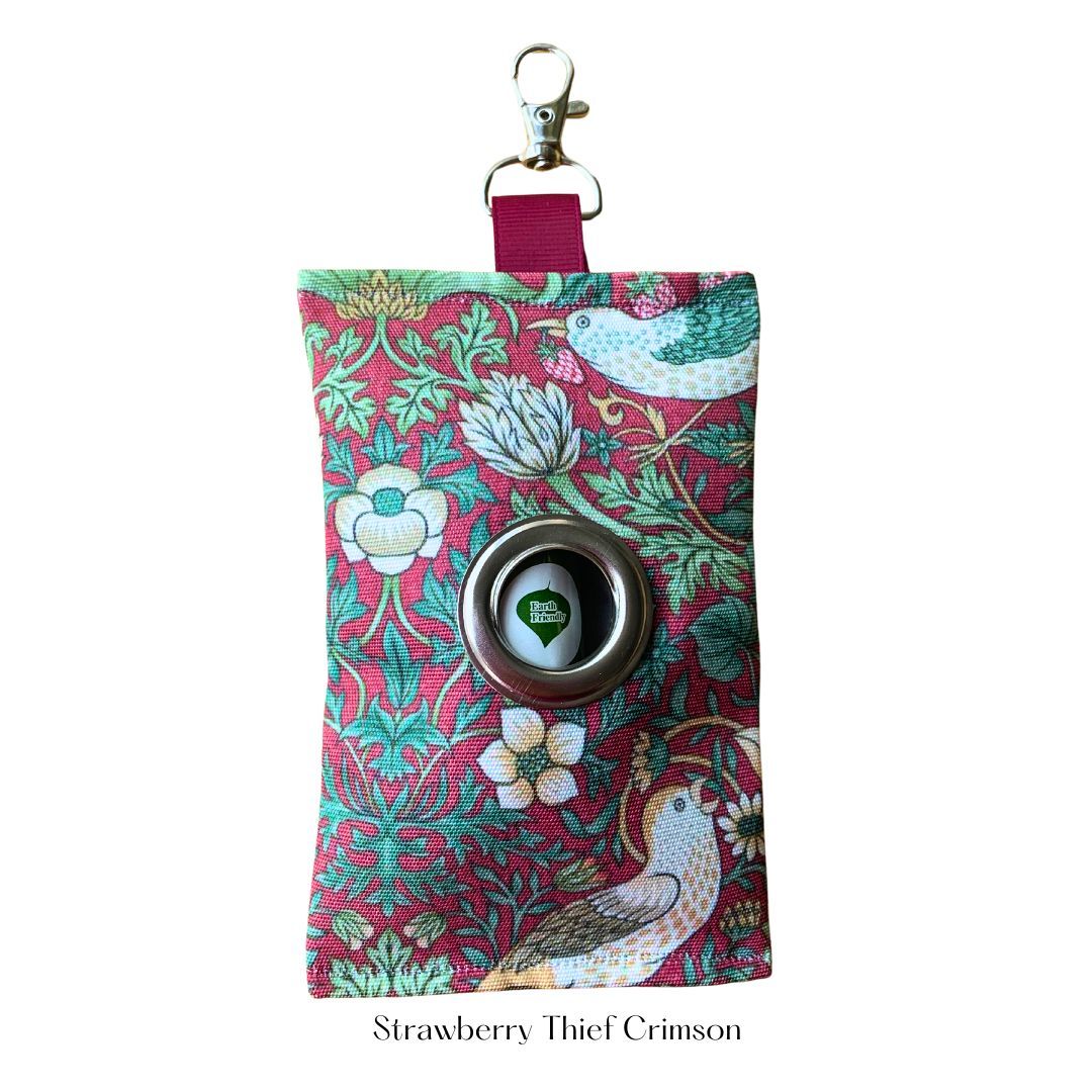 Poo Bag Pouch William Morris Strawberry Thief Crimson