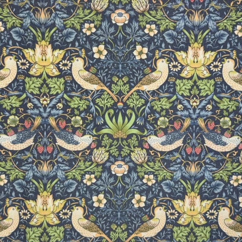 Poo Bag Pouch -WILLIAM MORRIS - Strawberry Thief. (navy)