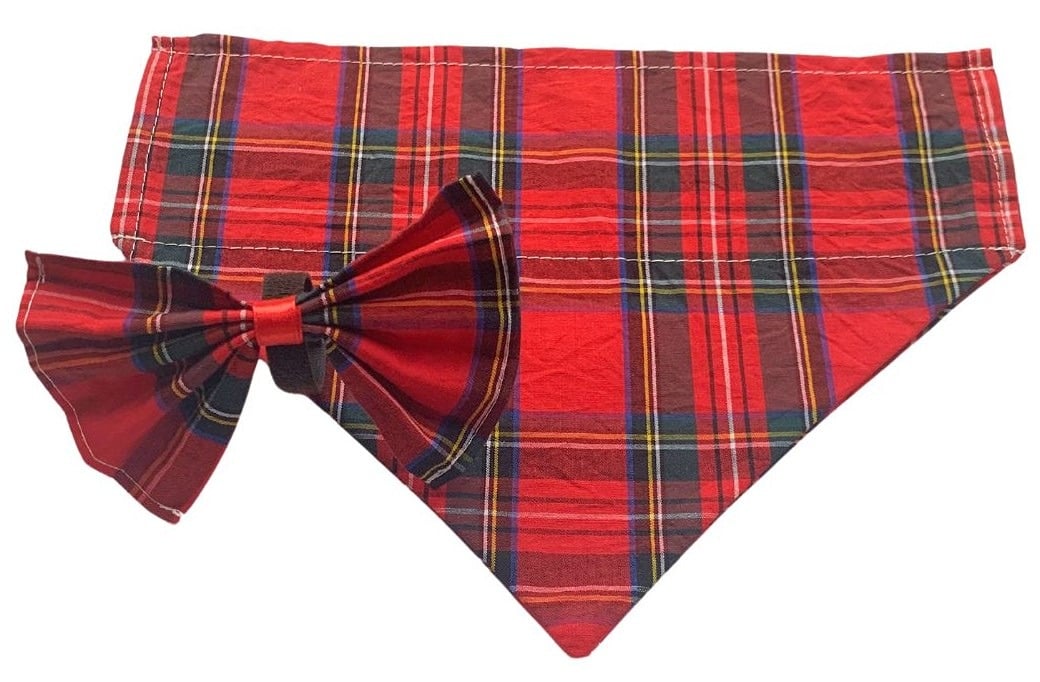 Bow tie and bandana - tartan red