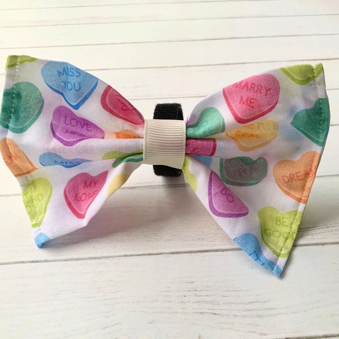 BOW TIE - Love Hearts Sweets on White Background