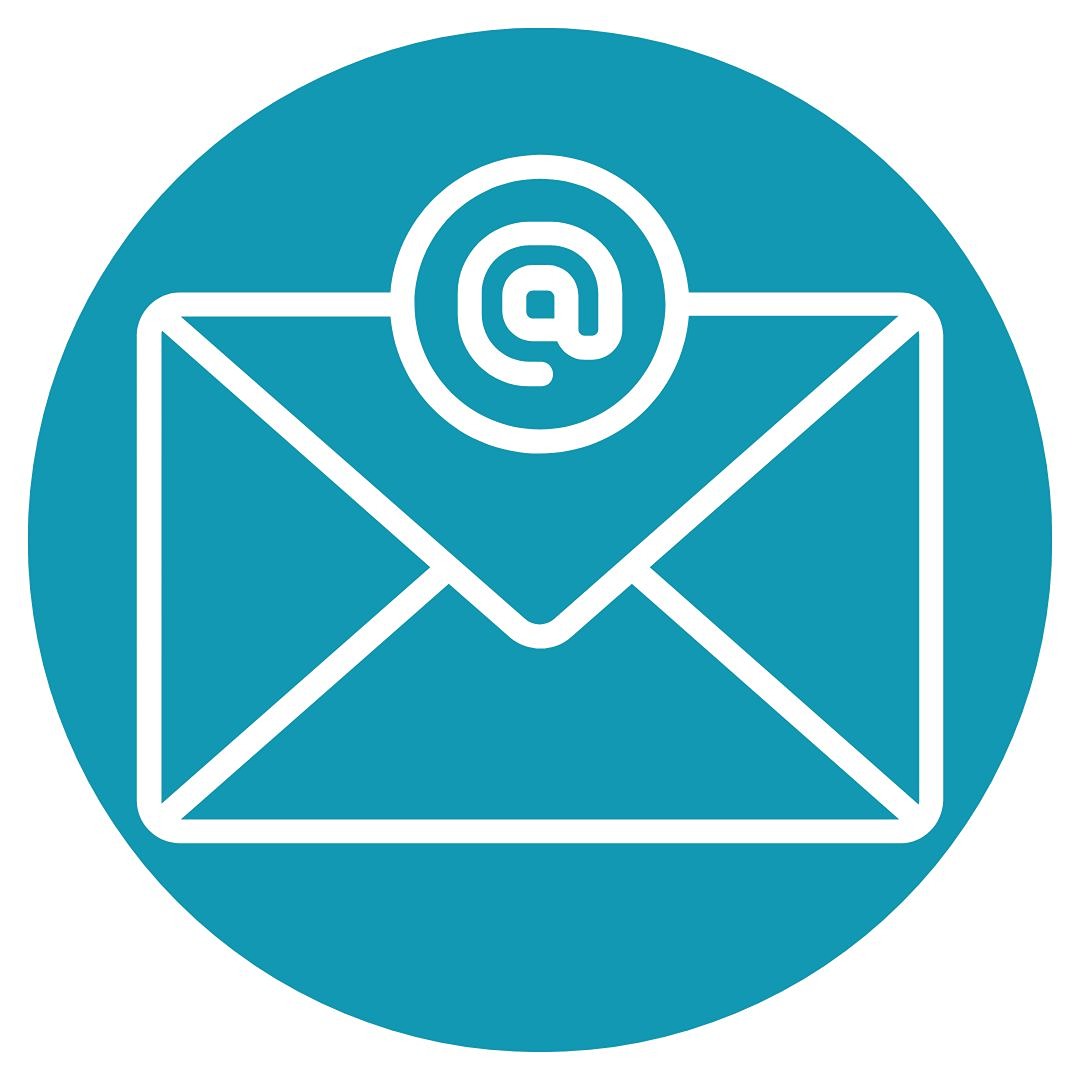 Monotone image of a stylised envelope with an at sign