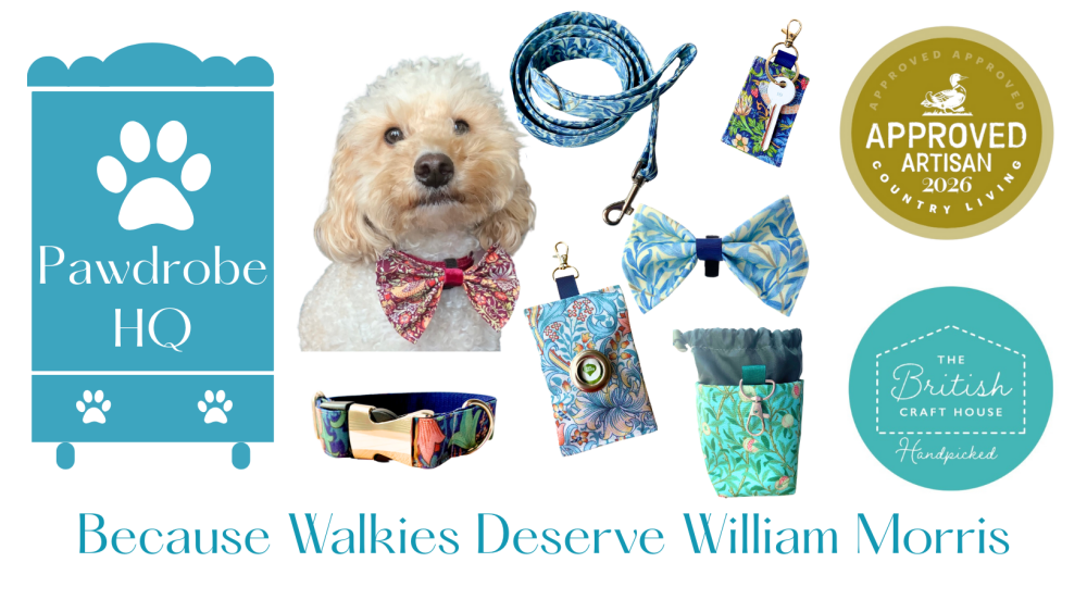 Pawdrobe HQ banner 1640 x 924- Because Walkies Deserve William Morris