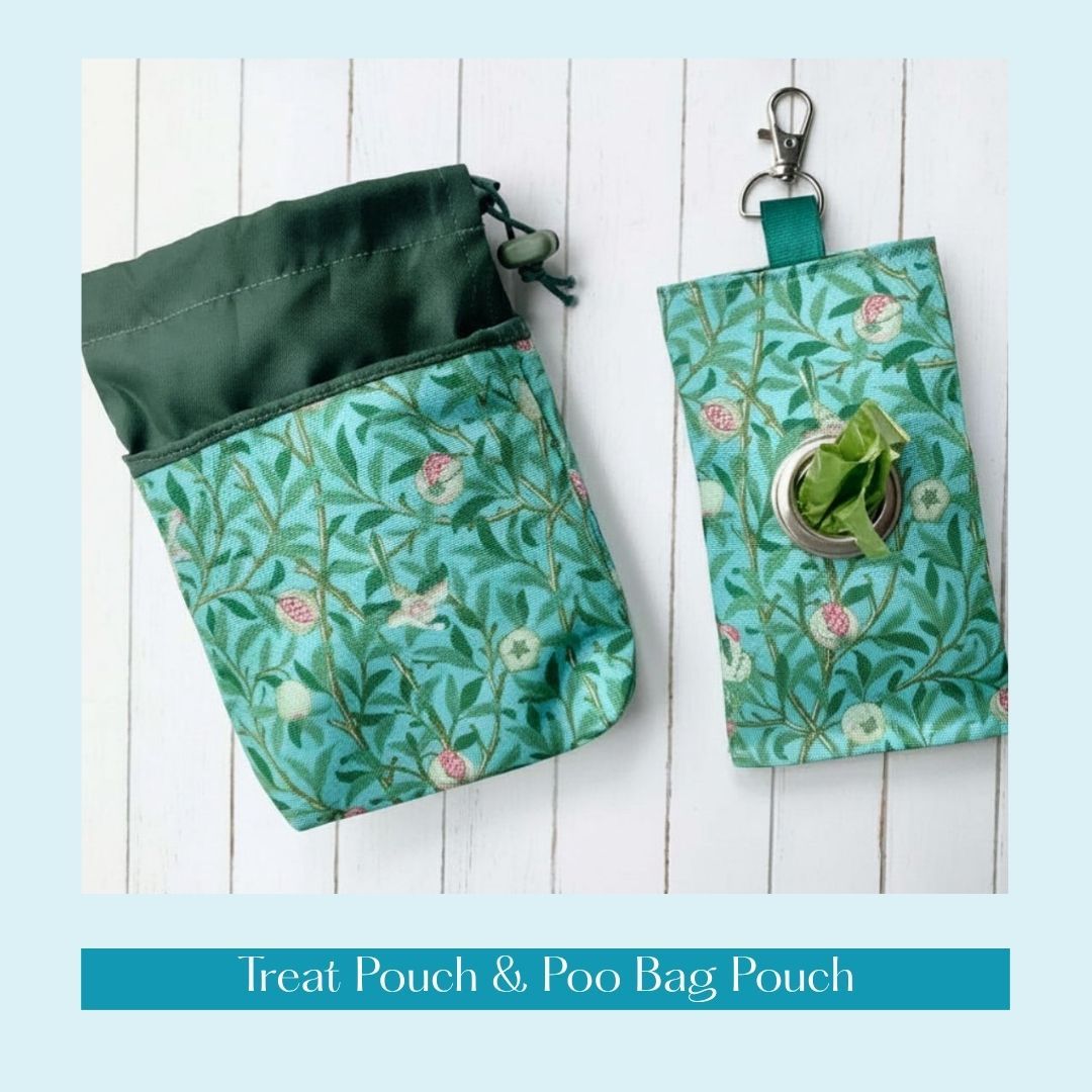 TREAT POUCH & POO BAG POUCH  - Bird & Pomegranate - Duck Egg