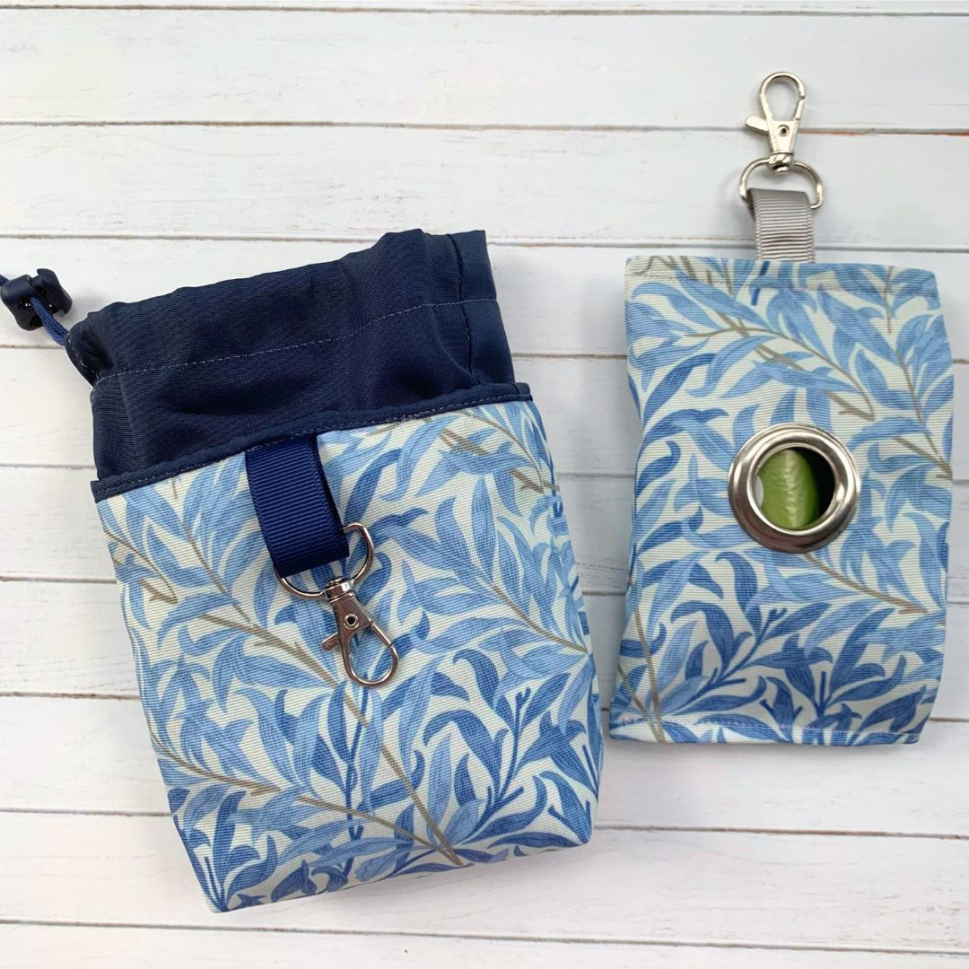 COLLAR, LEAD, POO BAG POUCH & TREAT POUCH - Willow Bough - Sea Breeze