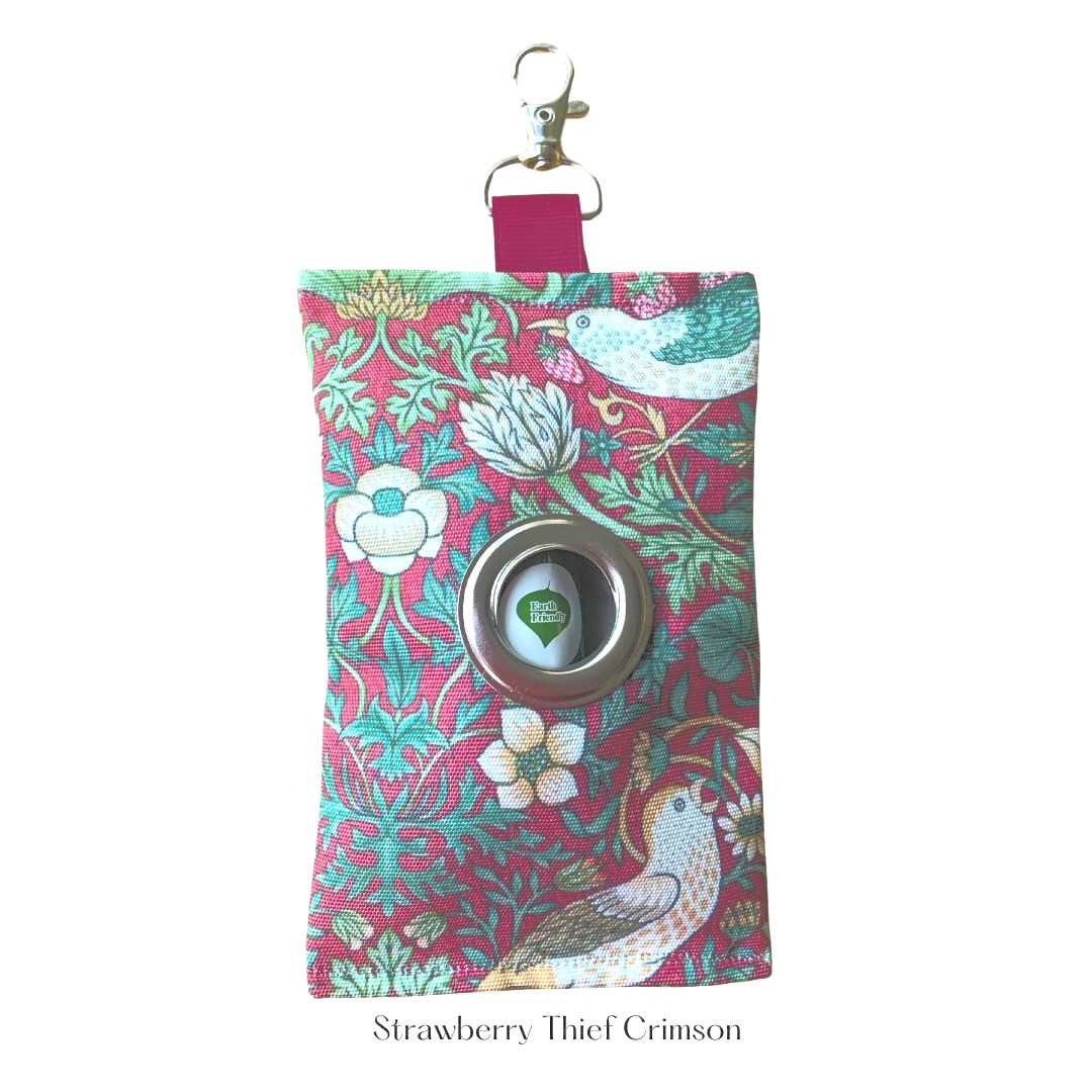 TREAT POUCH & POO BAG POUCH  - Strawberry Thief - Crimson