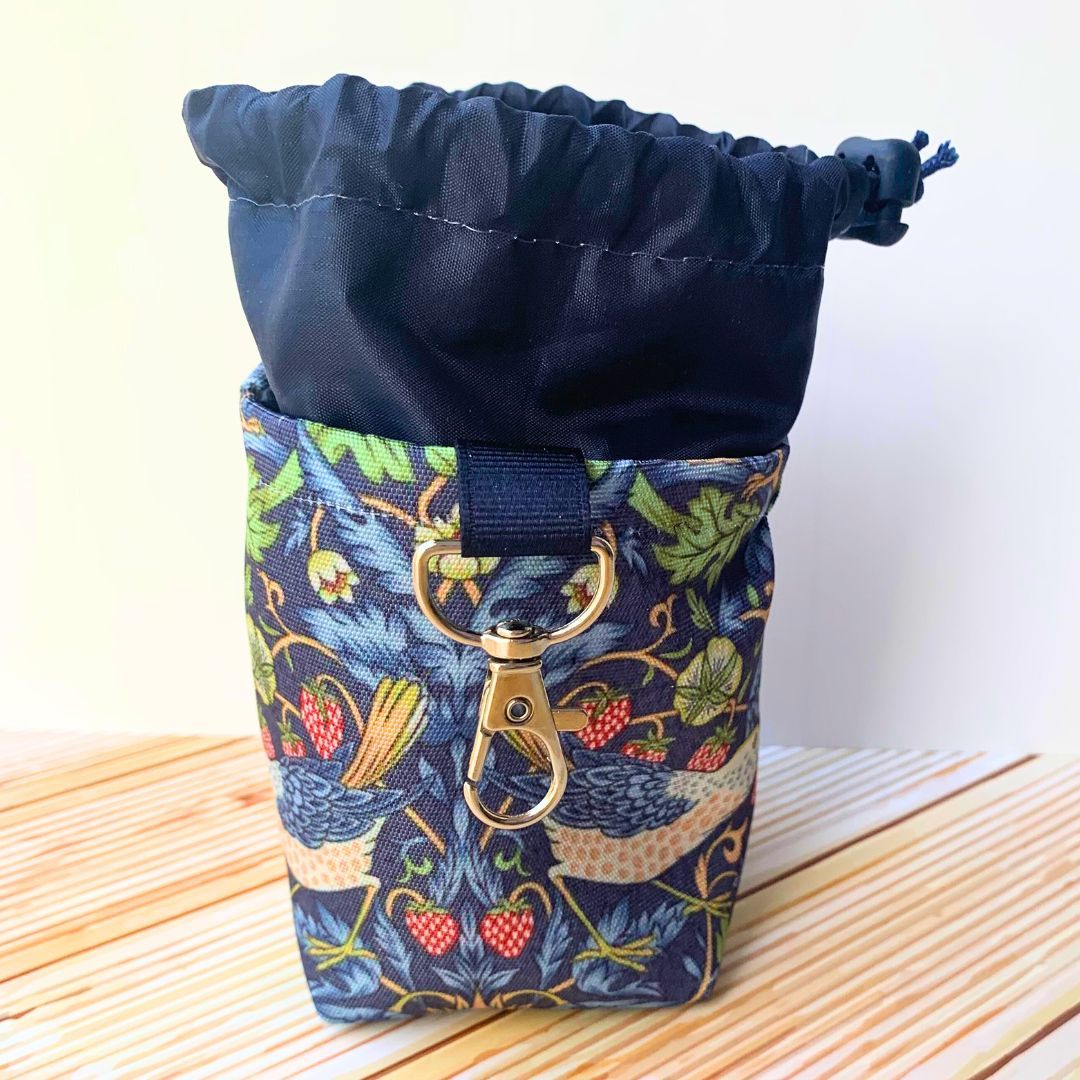 TREAT POUCH & POO BAG POUCH  - Strawberry Thief - Navy