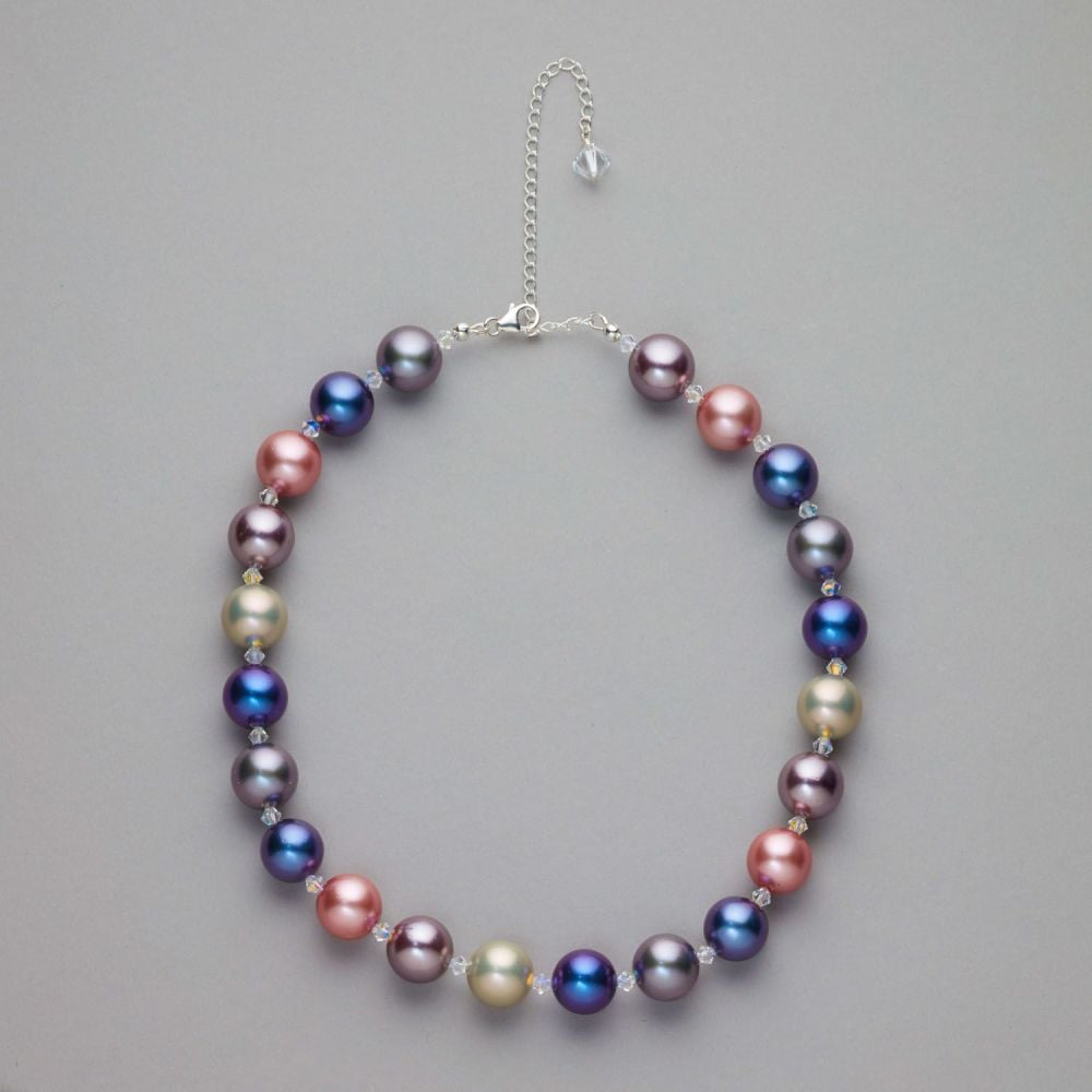 Necklace - Mother of pearl shell beads with Swarovski crystals
