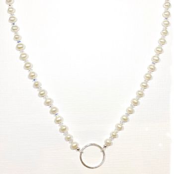 Necklace - Fresh Water Pearl with Swarovski Crystal