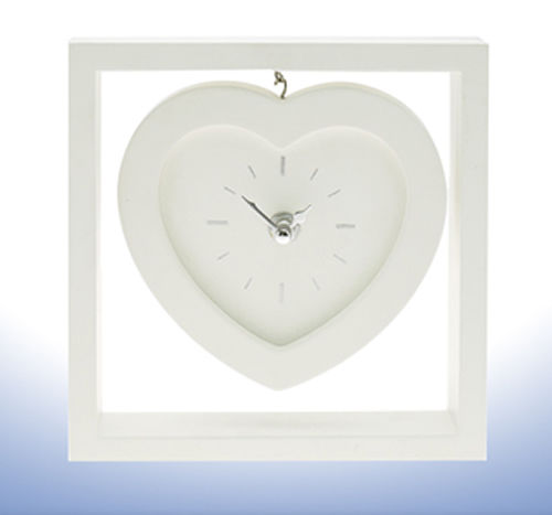 White Hanging Heart Mantel Clock