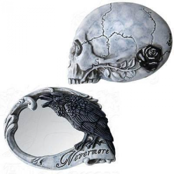 Nevermore Skull and Raven Compact Mirror