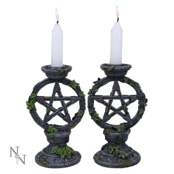 Wiccan Pentagram Candlesticks (set of 2)