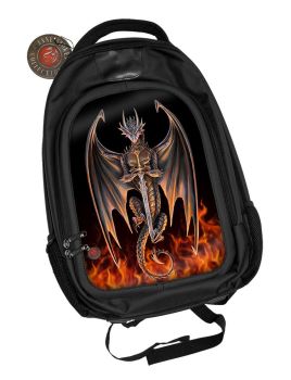 3D Black Oxford Polyester Backpack - Dragon Warrior - Anne Stokes