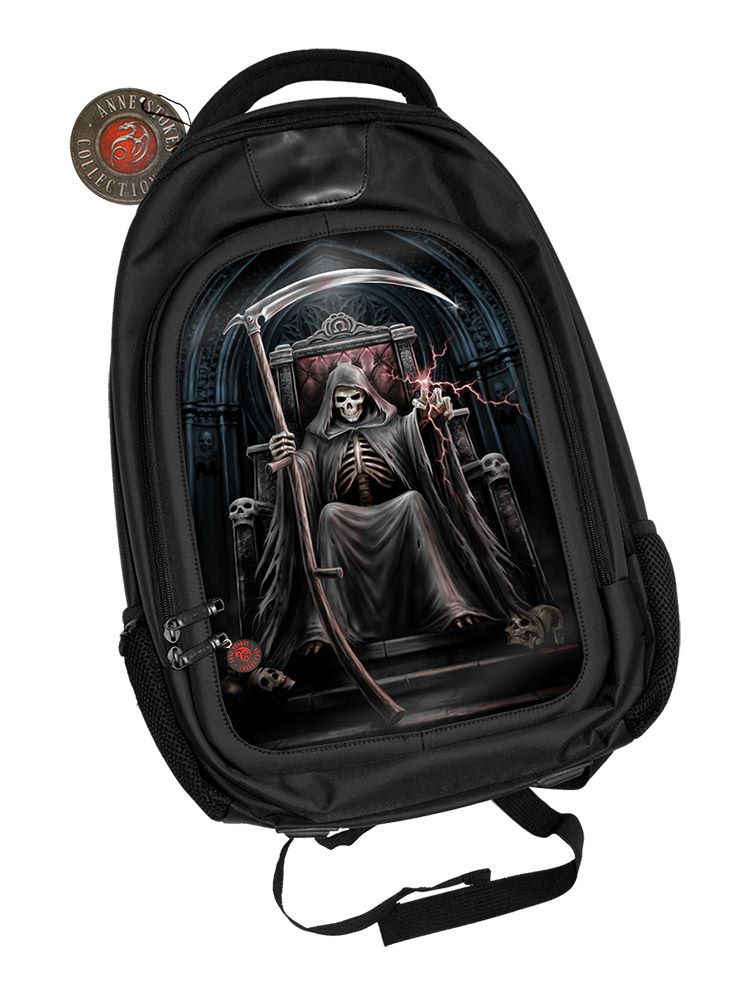 3D Black Oxford Polyester Backpack - Time Waits for No Man - Anne Stokes
