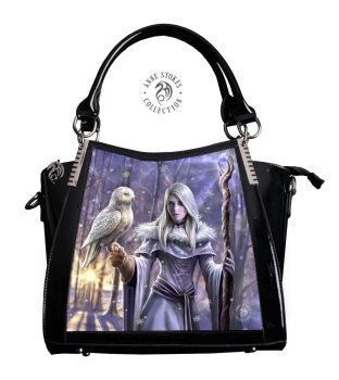 3D Lenticular Black PVC Handbag Winter Owl - Anne Stokes
