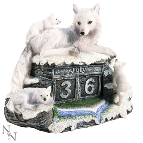 Mother's Watch ~ Wolf Perpetual Block Calendar - Nemesis Now