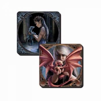Set of 2 Dragon Coasters - Dragonkin and Water Dragon - Anne Stokes