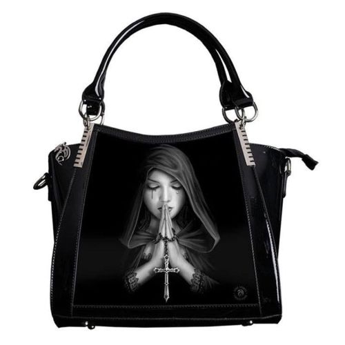 Gothic Prayer - 3D Lenticular Black PVC Handbag  - Anne Stokes