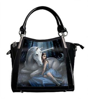 Blue Moon - 3D Lenticular Black PVC Handbag  - Anne Stokes