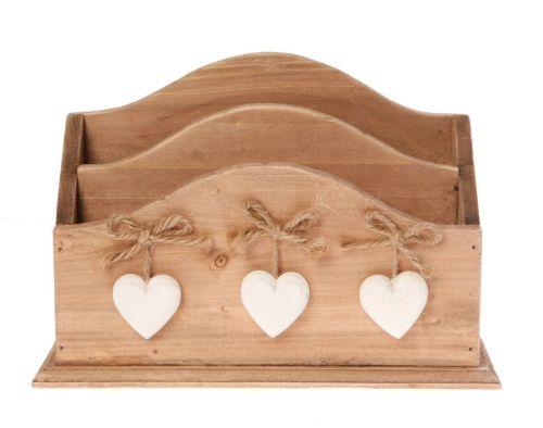 Natural Wooden Letter Rack with hearts - Sasse and Belle Ashley Farmhouse 