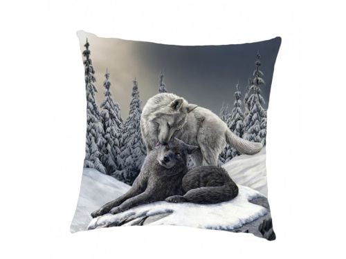 Stunning Snow Kisses Wolf Cushion - Lisa Parker - Nemesis Now