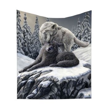 Snow Kisses Wolf Fleece Throw Blanket - Lisa Parker - Nemesis Now