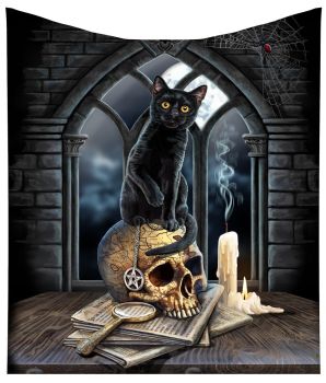 Spirits of Salem Cat and Skull Fleece Throw Blanket - Lisa Parker - Nemesis Now