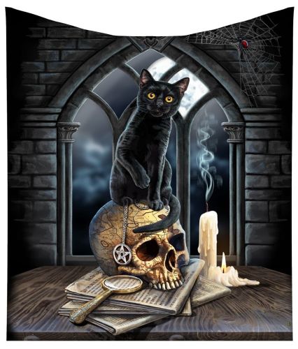 Spirits of Salem Cat and Skull Fleece Throw Blanket - Lisa Parker - Nemesis