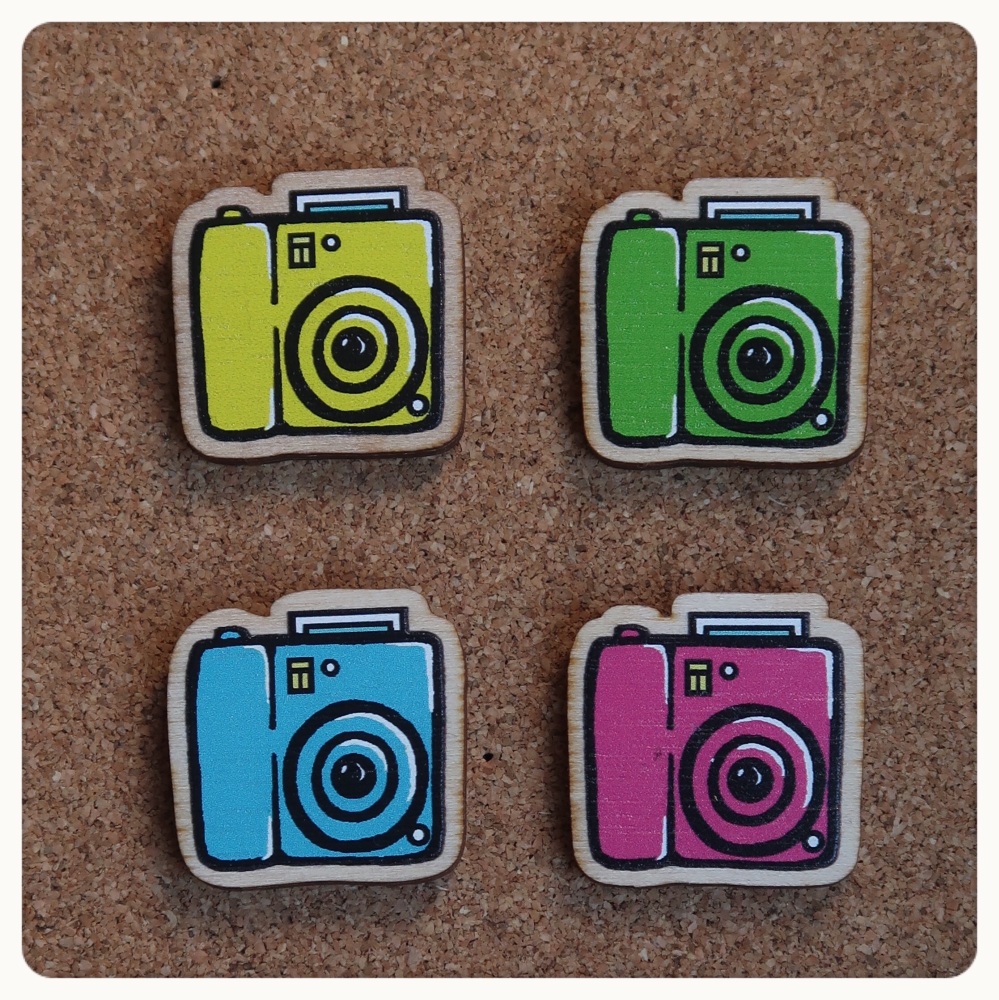 Pink Camera Pin Badge