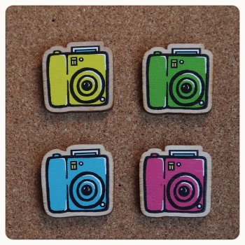 Blue Camera Pin Badge