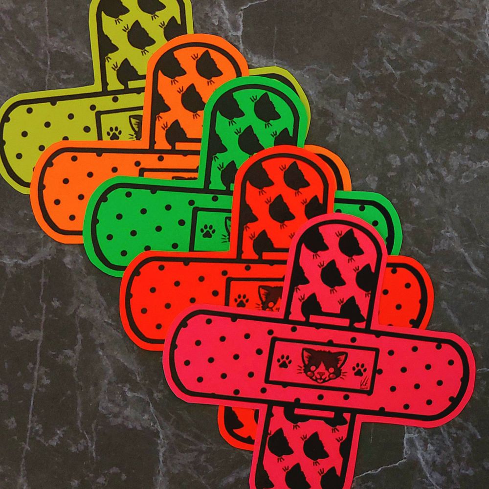 Cat Plaster - Neon Green