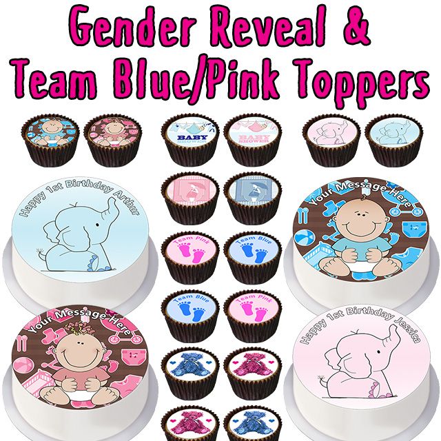 Gender Reveal & Team Blue/Pink Toppers