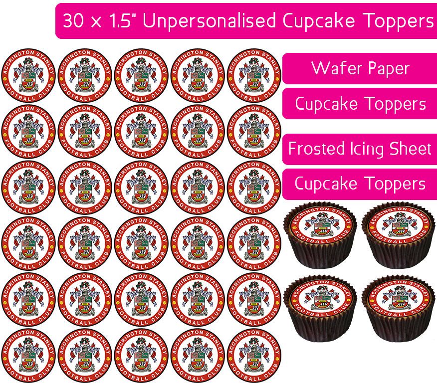 Accrington Stanley Football - 30 Cupcake Toppers