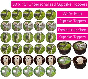 Alpacas - 30 Cupcake Toppers