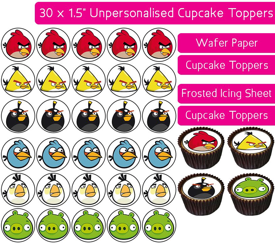Angry Birds - 30 Cupcake Toppers