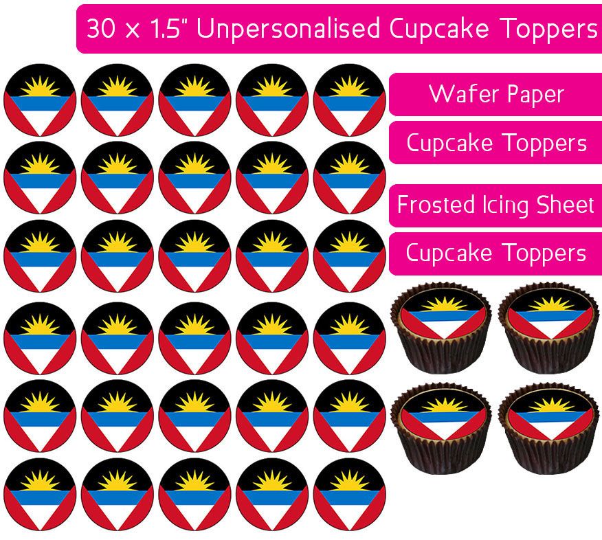 Antigua & Barbuda Flag - 30 Cupcake Toppers