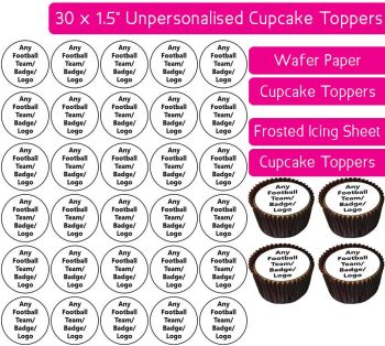 Any Football Team - 30 Cupcake Toppers