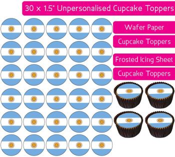 Argentina Flag - 30 Cupcake Toppers