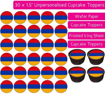 Armenia Flag - 30 Cupcake Toppers