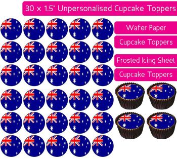 Australia Flag - 30 Cupcake Toppers