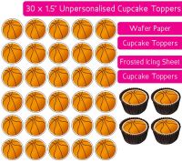 Basketball Balls - 30 Cupcake Toppers