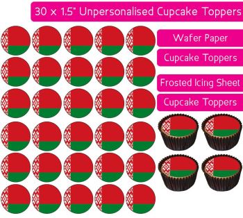 Belarus Flag - 30 Cupcake Toppers