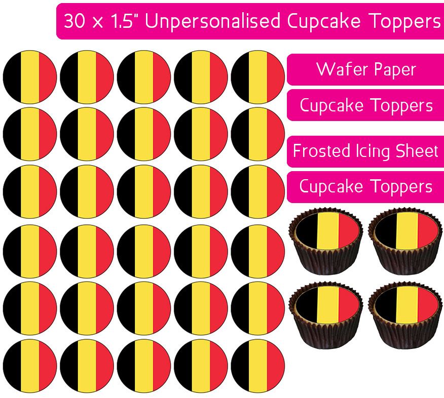 Belgium Flag - 30 Cupcake Toppers
