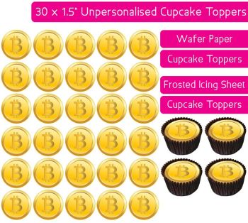 Bitcoin - 30 Cupcake Toppers