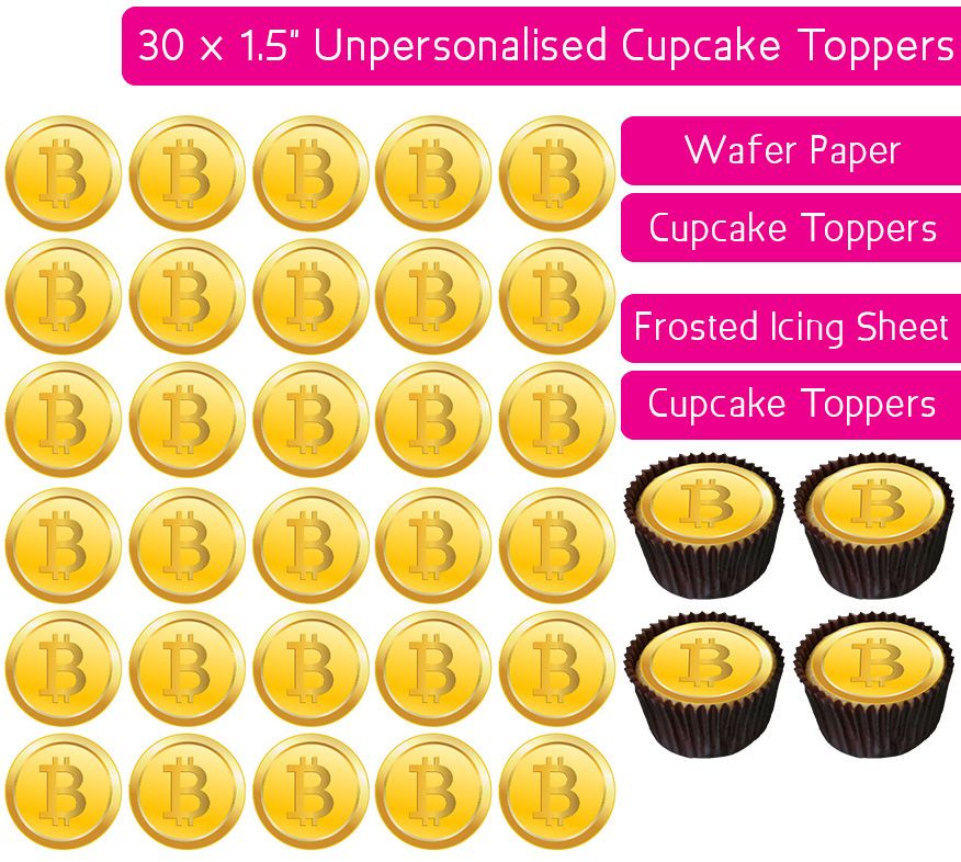 Bitcoin - 30 Cupcake Toppers