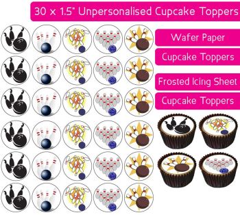 Bowling - 30 Cupcake Toppers