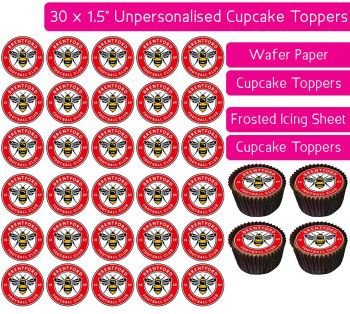 Brentford Football - 30 Cupcake Toppers