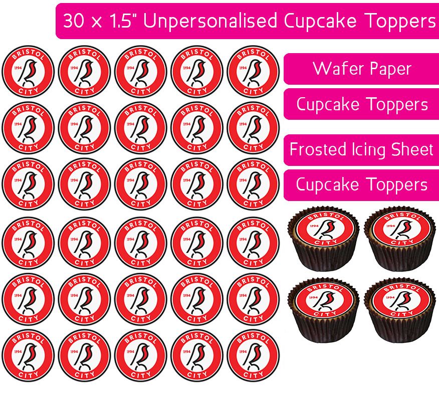 Bristol City Football - 30 Cupcake Toppers