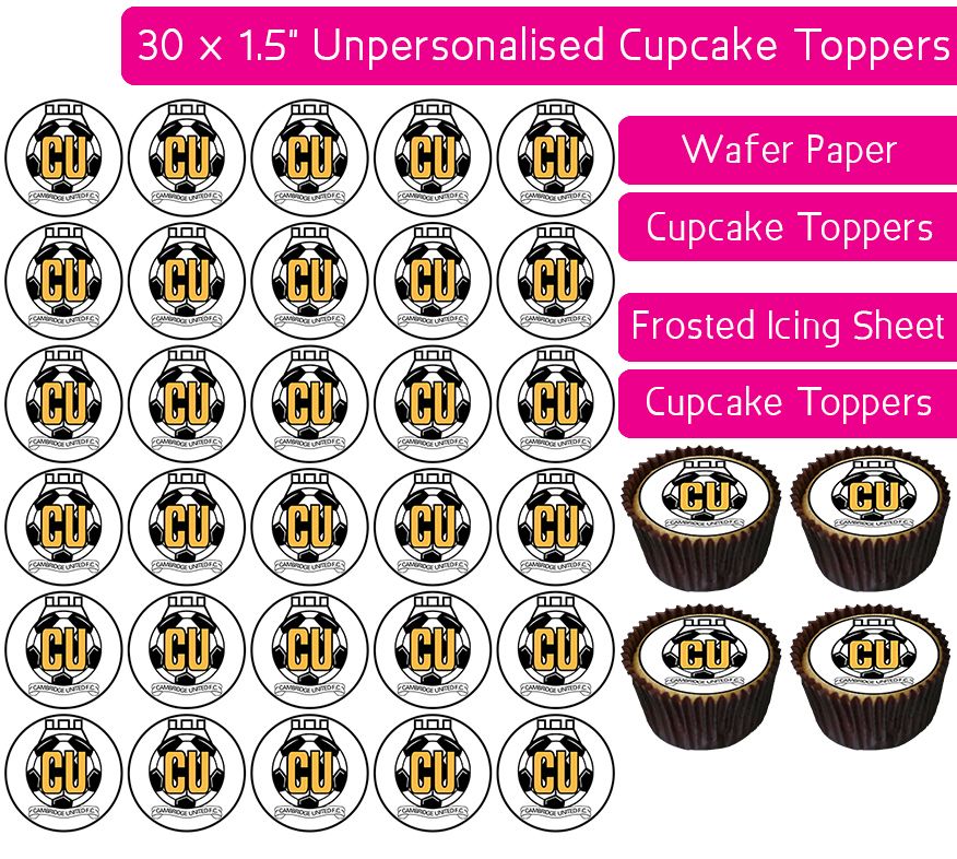Cambridge United Football - 30 Cupcake Toppers