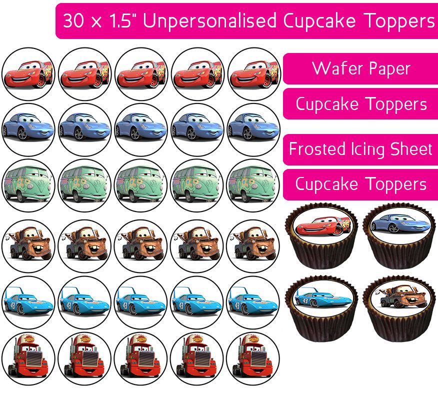 Cars - 30 Cupcake Toppers